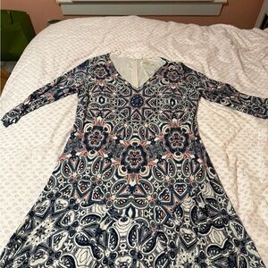Eliza j Patterned Dress with 3/4 length sleeves